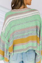 Load image into Gallery viewer, Contrast Striped Boat Neck Dropped Shoulder Sweater