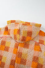 Load image into Gallery viewer, Checkered Long Sleeve Sherpa Hooded Jacket