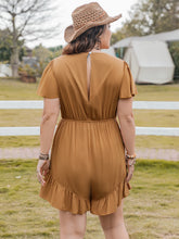 Load image into Gallery viewer, Plus Size Ruffled V-Neck Short Sleeve Romper