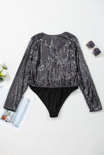 Load image into Gallery viewer, Sequin Surplice Long Sleeve Bodysuit