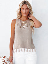 Load image into Gallery viewer, Cutout Tassel Round Neck Tank