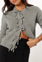 Load image into Gallery viewer, Bow Round Neck Long Sleeve Cardigan