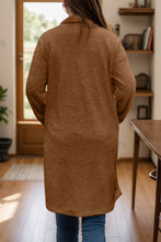 Load image into Gallery viewer, Full Size One Button Long Sleeve Longline Plush Coat