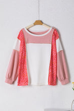 Load image into Gallery viewer, Exposed Seam Leopard Color Block Round Neck Top