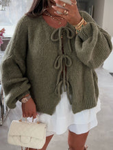 Load image into Gallery viewer, Tied Long Sleeve Dropped Shoulder Cardigan
