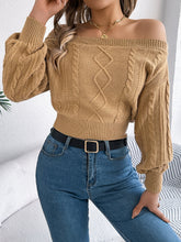 Load image into Gallery viewer, Cable Knit Off-Shoulder Long Sleeve Sweater