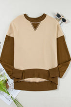 Load image into Gallery viewer, Color Block Round Neck Long Sleeve Sweatshirt