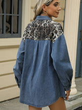 Load image into Gallery viewer, Leopard Button Up Long Sleeve Denim Jacket