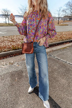 Load image into Gallery viewer, Floral Round Neck Long Sleeve Blouse