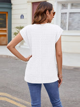 Load image into Gallery viewer, Textured Round Neck Cap Sleeve T-Shirt