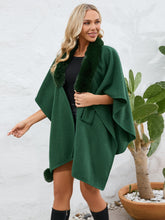 Load image into Gallery viewer, Fuzzy Trim Open Front Poncho