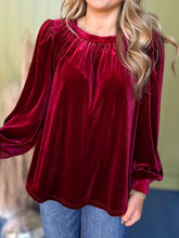 Load image into Gallery viewer, Ruched Round Neck Long Sleeve Blouse