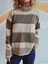 Load image into Gallery viewer, Contrast Round Neck Long Sleeve Sweater