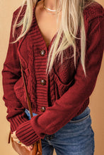 Load image into Gallery viewer, Cable-Knit Button Down V-Neck Cardigan