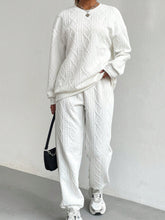 Load image into Gallery viewer, Texture Round Neck Top and Pants Set