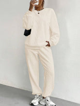 Load image into Gallery viewer, Texture Round Neck Top and Pants Set