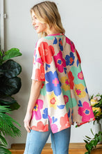 Load image into Gallery viewer, HOPELY Full Size Floral V-Neck Side Slit T-Shirt