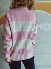 Load image into Gallery viewer, Contrast Round Neck Long Sleeve Sweater
