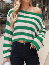 Load image into Gallery viewer, Striped Dropped Shoulder Long Sleeve Sweater