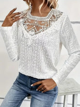Load image into Gallery viewer, Lace Eyelet Long Sleeve Top