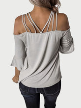 Load image into Gallery viewer, Full Size Cold Shoulder Three-Quarter Sleeve Blouse