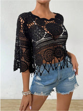 Load image into Gallery viewer, Openwork Round Neck Cover-Up