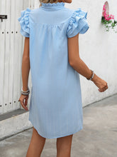 Load image into Gallery viewer, Ruffled Notched Cap Sleeve Mini Dress