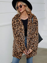 Load image into Gallery viewer, Fuzzy Leopard Hooded Long Sleeve Jacket