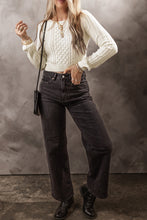 Load image into Gallery viewer, Cable-Knit Round Neck Long Sleeve Sweater