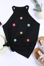 Load image into Gallery viewer, Embroidered Flower Grecian Neck Tank