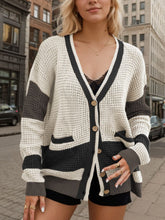Load image into Gallery viewer, Contrast Button Up Long Sleeve Cardigan