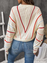 Load image into Gallery viewer, Eyelet Round Neck Long Sleeve Sweater
