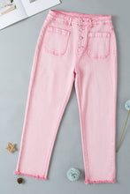 Load image into Gallery viewer, Raw Hem Button-Fly Jeans with Pockets
