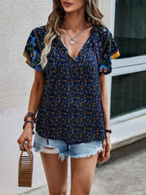 Load image into Gallery viewer, Printed Tie Neck Short Sleeve Blouse