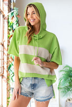 Load image into Gallery viewer, First Love Color Block Short Sleeve Hooded Top