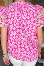 Load image into Gallery viewer, Printed V-Neck Flounce Sleeve Blouse