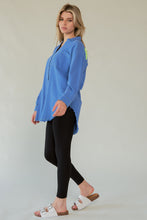 Load image into Gallery viewer, Davi &amp; Dani Letter Back Raw Hem Half Button Shirt