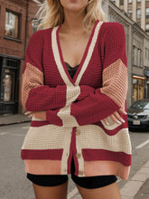Load image into Gallery viewer, Contrast Button Up Long Sleeve Cardigan