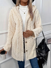 Load image into Gallery viewer, Fuzzy Button Down Hooded Coat