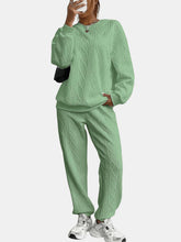 Load image into Gallery viewer, Texture Round Neck Top and Pants Set