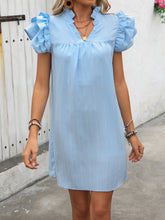 Load image into Gallery viewer, Ruffled Notched Cap Sleeve Mini Dress