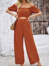 Load image into Gallery viewer, Cutout Off Shoulder Wide Leg Jumpsuit