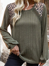 Load image into Gallery viewer, Leopard Round Neck Long Sleeve T-Shirt