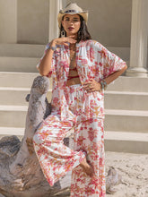 Load image into Gallery viewer, Printed Open Front Half Sleeve Top and Pants Set