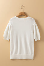 Load image into Gallery viewer, Cable Knit Round Neck Half Sleeve Sweater