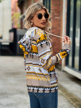Load image into Gallery viewer, Geometric Zip Up Long Sleeve Hooded Jacket