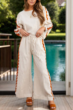 Load image into Gallery viewer, Round Neck Long Sleeve Top and Drawstring Pants Set