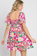 Load image into Gallery viewer, GeeGee Floral Ruff Sleeve Mini Dress