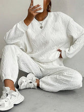 Load image into Gallery viewer, Texture Round Neck Top and Pants Set