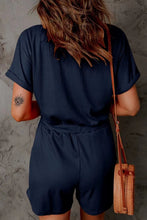 Load image into Gallery viewer, Full Size Drawstring V-Neck Short Sleeve Romper